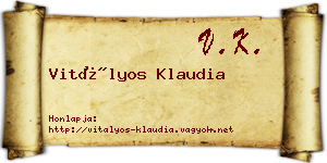 Vitályos Klaudia névjegykártya